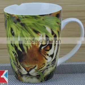 11OZ Tiger Design Two Sides Decal Printed Coffee Cups, Shiny Surface New Bone China Mug, KL5002-A431 thumbnail-2
