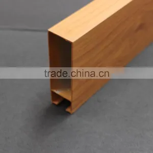 Heat Transfer Wood Grain Metal Suspended Linear Ceiling Aluminum Square Tube Screen Ceiling Tiles thumbnail-5