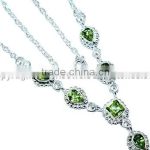 .925 Sterling Silver Jewelry, Wholesale Silver Jewellery Necklece With Silver Peridot Necklace thumbnail-1