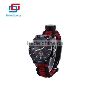 Fashion Paracord Watch Bracelets With Flintstone and Compass thumbnail-3