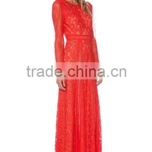 Christmas Gift for Women Long Sleeve Lace Evening Gown thumbnail-2