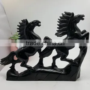 Obsidian Horse Sculpture Animal Carvings thumbnail-4