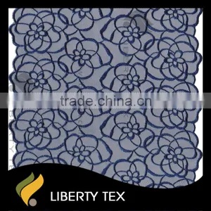 Double Gallon Full Embroidered Outline Rose Rigid Mesh Fabric Lace thumbnail-2