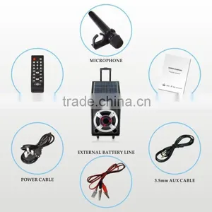 Hoxen Patent Solar Energy Trolley Speaker With Bluetooth ,wireless MIC, USB,SD,FM Radio,L-72 thumbnail-6