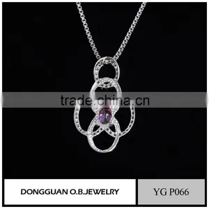 2016 the Newest Designs Fashion 925 Sterling Silver Pendant With Pink Stone Wholesale Price thumbnail-2