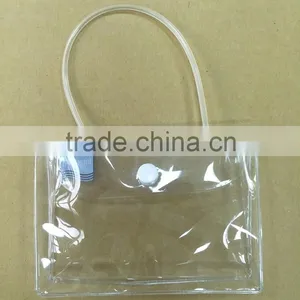 Small Size Clear Plastic PVC Button Closure Bag With Handle thumbnail-5