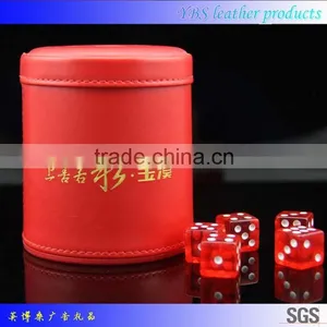 Red High Quality Leather Dice Cup With Dices thumbnail-3