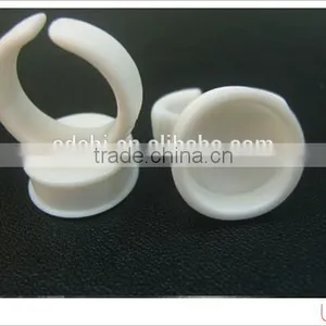 100 PCS Permanent Makeup Disposable Finger Ring Ink Cups With Sponge, Disposable Eyebrow Rings Caps thumbnail-1