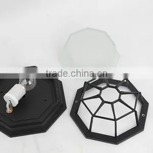 Black Metal Cubic Vintage Ceiling Light Simple Style Ceiling Lamp With Glass Lampshade thumbnail-5