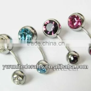 18 Gauge 7/16" Belly Button Navel Ring Crystal GEM 316L Steel Piercing Jewelry thumbnail-1