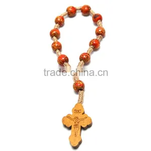 Cording Bead Rosary,wooden Deads Rosary Necklace,catholic Decade Rosaries Yiwu thumbnail-2