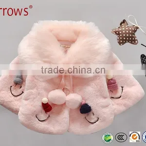 China Qualified Good Kids Children Baby Winter Coat Jacket With Embroidered Smile Face and Pompom Ball thumbnail-1