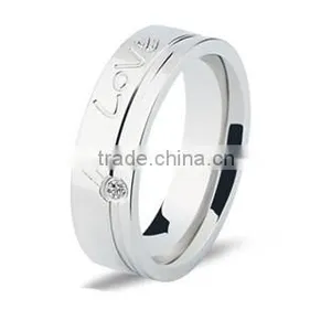 2016high Polished Crystal Engrave 316l Stainless Steel Wedding Band Ring for Lovers thumbnail-3