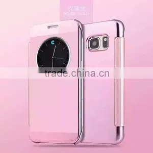 2016 New Round Clock Mirro Design Pu Flip Case for S5 NOTE4,NOTE5, Galaxy C5,LG G5 Stylo2 thumbnail-4
