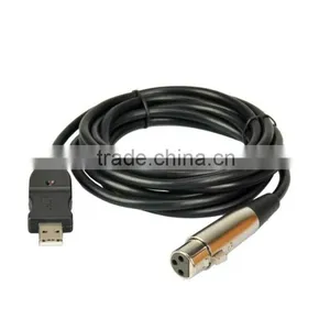 XLR Female to USB Male 3M Black Cable Cord Adapter For Microphone Connect With Computer thumbnail-2