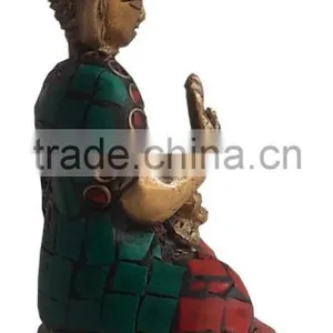 Brass Buddha Statue With Stone Finish thumbnail-4