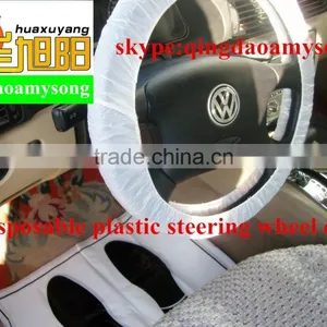 White Color Disposable Plastic Car Steering Wheel Cover With Elastic Band # No.1 thumbnail-3