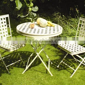 Antique White Metal Dining Table Chair thumbnail-1