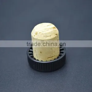 Black Plastic Cap With Wood Cork Glass Bottle T-shape Stopper thumbnail-1