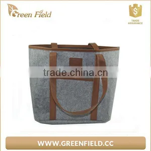 Handmade Vintage Grey Felt Tote Handbag Shopping Hand Bag thumbnail-1