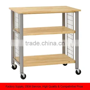 Kitchen Table Trolley Storage Unit - Wood and Metal thumbnail-1