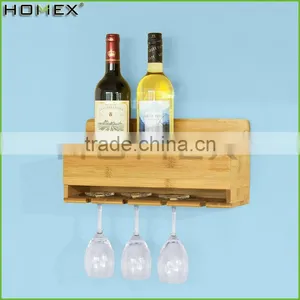 Natural Bamboo Wall Mounted Wine Rack/ Wine Wall Rack Homex-BSCI thumbnail-1