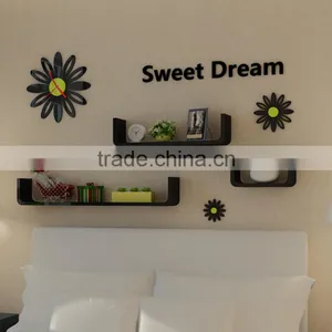 Hot Sale Book Shelf Set of 3 U Shape Wood Wall Shelf DIY Home Wall Decorative Floating Wall Shelf Wholesale thumbnail-2
