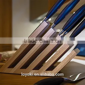 Magnetic Knife Block Solid Beech Wood 5 Panel Knife Holder thumbnail-1