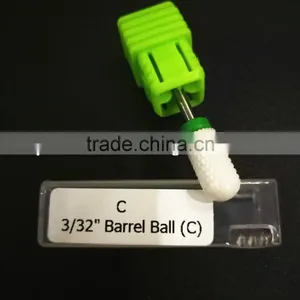 Polishing Drill Barrel Ball Total Length 40MM Course Type Head Blade Diameter 13MM White Ceramic Burr for Nail thumbnail-2