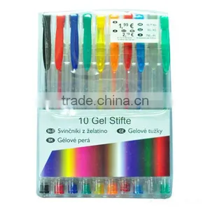 10 COLORS GLITTER GEL PEN WITH GOOD QUALITY IN POLY BAG thumbnail-1