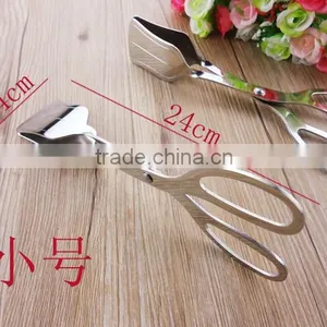 OEM Logo Cooking Tools Utensils 10inch Stainless Steel Kitchen Scissor Tongs , Bbq Scissor Tongs thumbnail-2