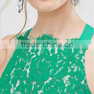 Lace Clothing OEM Square Neck Box-pleat Skirt Prom Dress Fashion Design Midi Prom Dress thumbnail-3