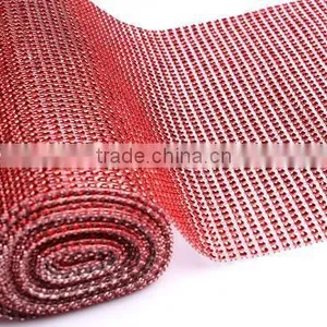 Wholesale Red Bling Plastic Rhinestone Mesh Trimming For Decoration thumbnail-1