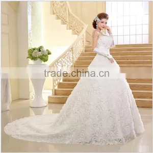 2016 New Wedding Fashion Towel Diamond Korean Style Long Drag Tail Thin Brides Winter Wedding Dress thumbnail-3