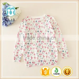 Princess Warm Fashion Pullovers Weave Knitting Pattern Round Neck Cute Flower Print Girls Kid Sweater thumbnail-1