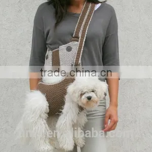 Summer Crochet Pat Dog Sling Carrier With Pockets thumbnail-2