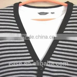 Thin Stripes Black and White Classic Cardigan Men's Button up Sweater thumbnail-1