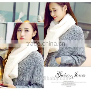 Super Quality New Winter Fashion Women Scarf Faux Rabbit Fur Plush Warm Scarf Lady Solid Color Scarves thumbnail-1