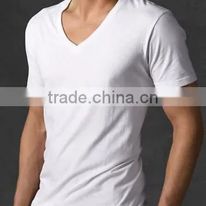 Mens Cotton Fitted V-neck T-shirts RO01 thumbnail-1