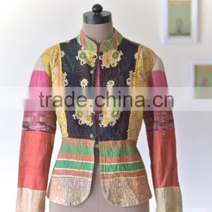 Handmade Kantha Jacket in Vintage Prints ~ Extra Extra Large thumbnail-1