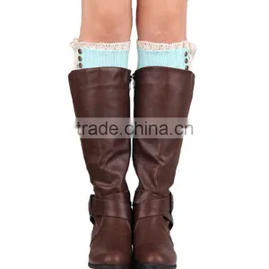 Factory Best Selling New Design Buttons Crochet Women Lace Boot Cuffs thumbnail-4
