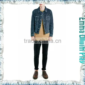 Euro Fashion Classic Casual Long Sleeve Dark Grey Men's Denim Jacket thumbnail-3