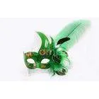 Christmas Venetian Green Face Feather Masquerade Masks For Women thumbnail-1