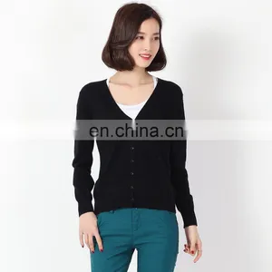 Spring Autumn High Quality Fashion V-neck Custom Latest Design Autumn Long Sleeve Rayon V Neck Cardigan Sweater Design for Women thumbnail-3
