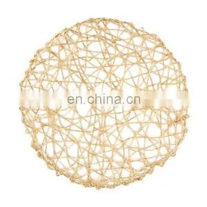 Woven Paper Round Decorative Metallic Placemat thumbnail-5