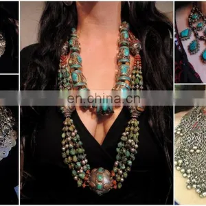 Vintage Kuchi Necklace - Afghan Necklace- Kuchi Jewelry - Tribal Necklace - Vintage Jewelry -Afghani Belly Coin Necklace Set thumbnail-1