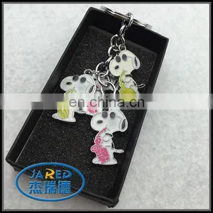 Colorful Spotty Dog Keychain Snoopy Metal Keyring thumbnail-2