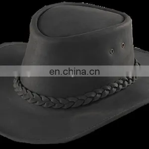 Top Quality Genuine Cow Leather Hat Black Color 2018 thumbnail-2