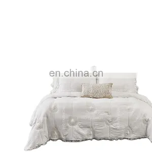 Stable Quality Fabric Bed Cover Quilt Bedspread Embroidery Lace Bedding Set 100% Cotton thumbnail-3