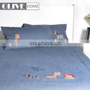 Wholesale Home Textile Luxury Embroidery Animal 100% Cotton Comforter Quilt Set Bed Sheet Cover Set Baby Bedding Set For Kids thumbnail-1